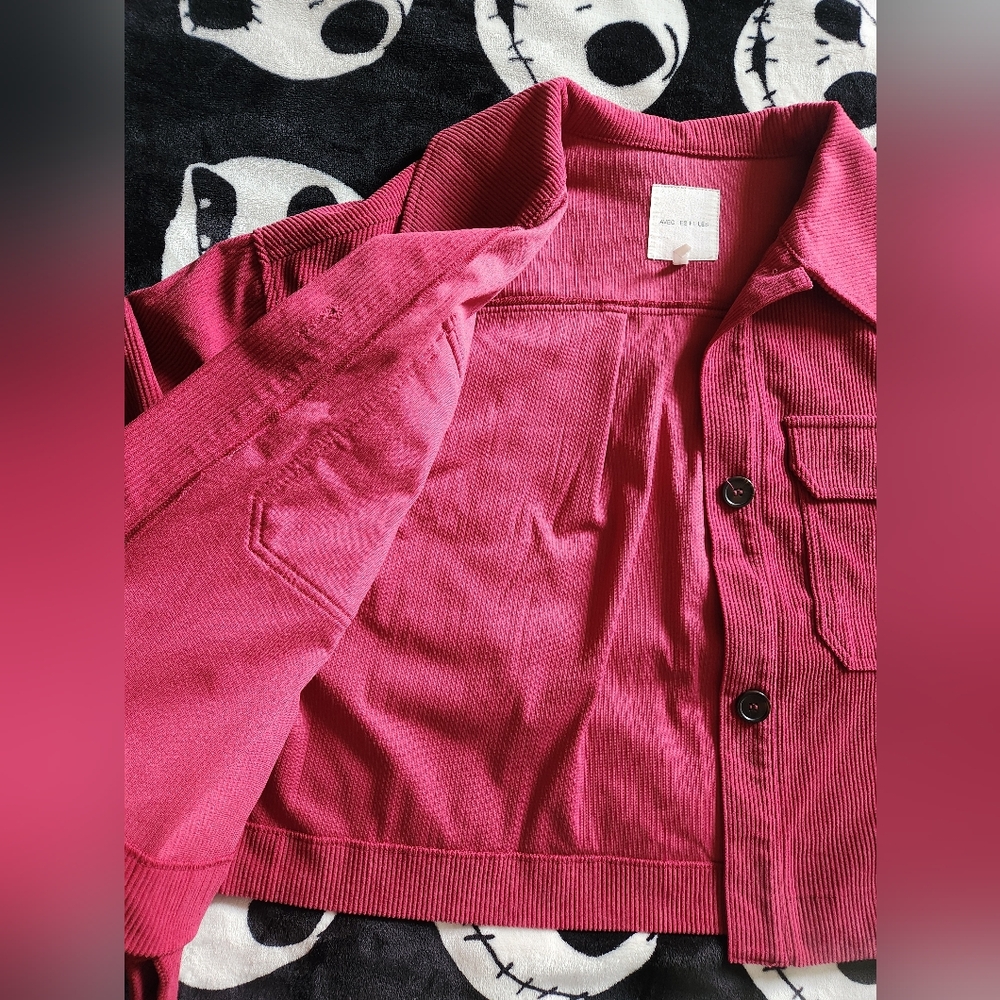 Avec Les Filles Red Corduroy Button-Up Utility Shacket - Picture 6 of 7